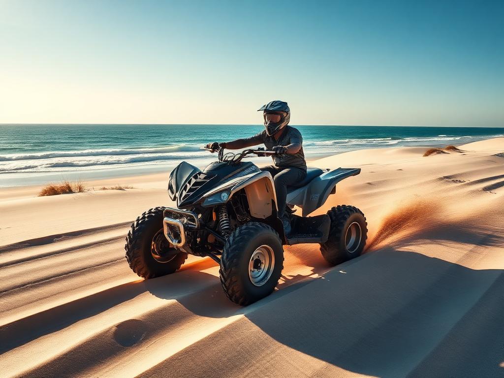 Quadriciclo em trilha de dunas no litoral de Alagoas